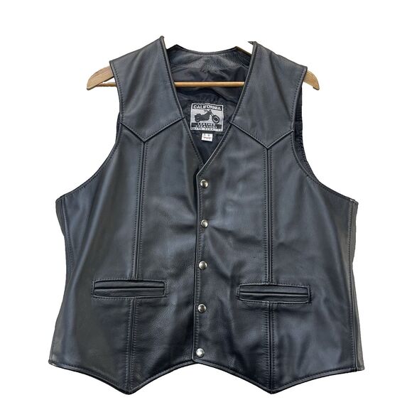 Vintage California Leather Creations Genuine Leather Motorcycle Vest Size 46 - Picture 9 of 9